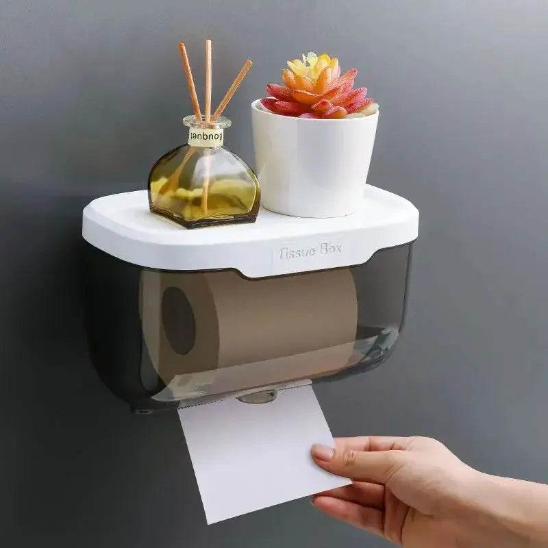 Punch-free Toilet Paper Holder Box Waterproof Storage Toilet Paper Storage Rack Paper Towel Kitchen Bathroom Storage Box - P12 Hub Europe