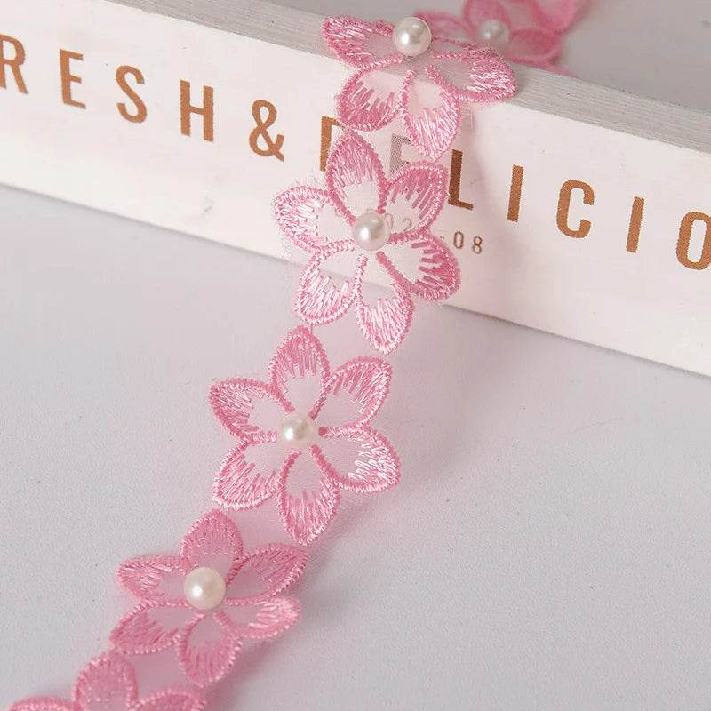 2meters Pink Lace Ribbons Trim For Party Dress Decor Fabric DIY Apparel Sewing Supplies Clothing Collar Cuff Needlework Crafts - P12 Hub Europe