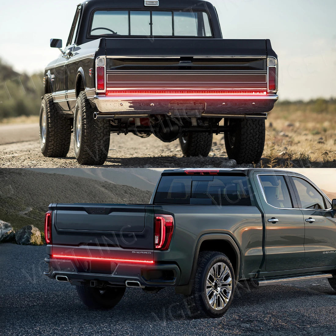 60 Inch Triple Row LED Light Bar for Truck Tailgate 5-Function Turn Signal Brake Warning Reverse Lamp Running Light for Pickup