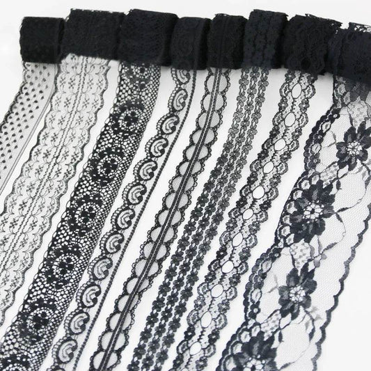(10 yards/roll) Black lace fabric ribbon Webbing Decoration Lovely gift packing Material - P12 Hub Europe