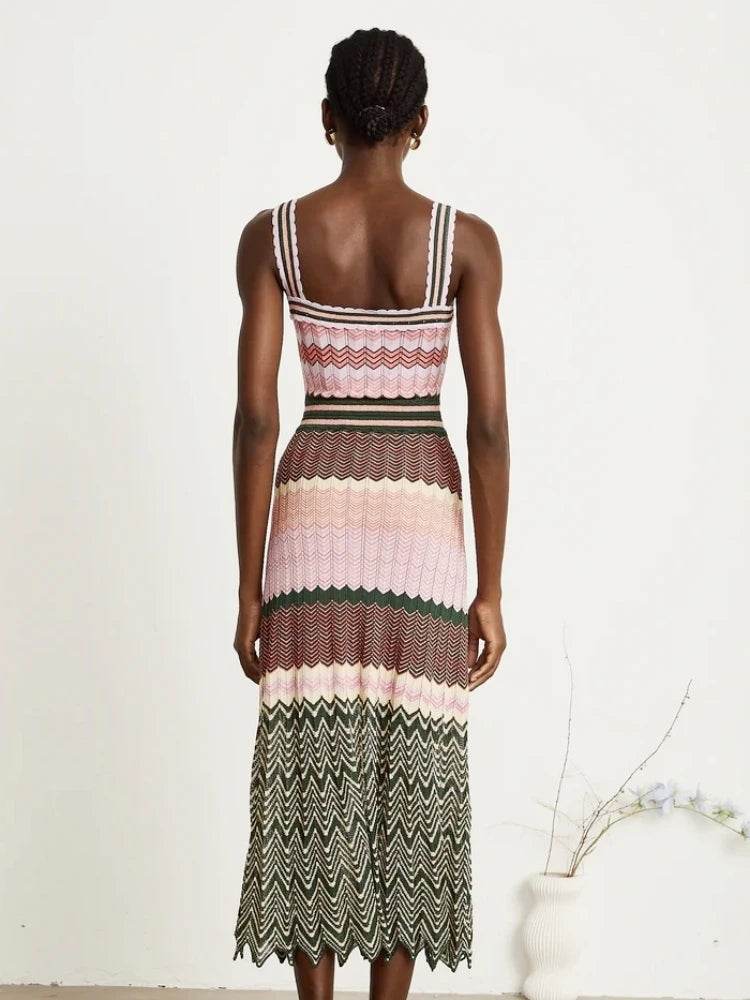 African Knitted Maxi Dress - Boho Vacation & Vintage Style - P12 Hub Europe
