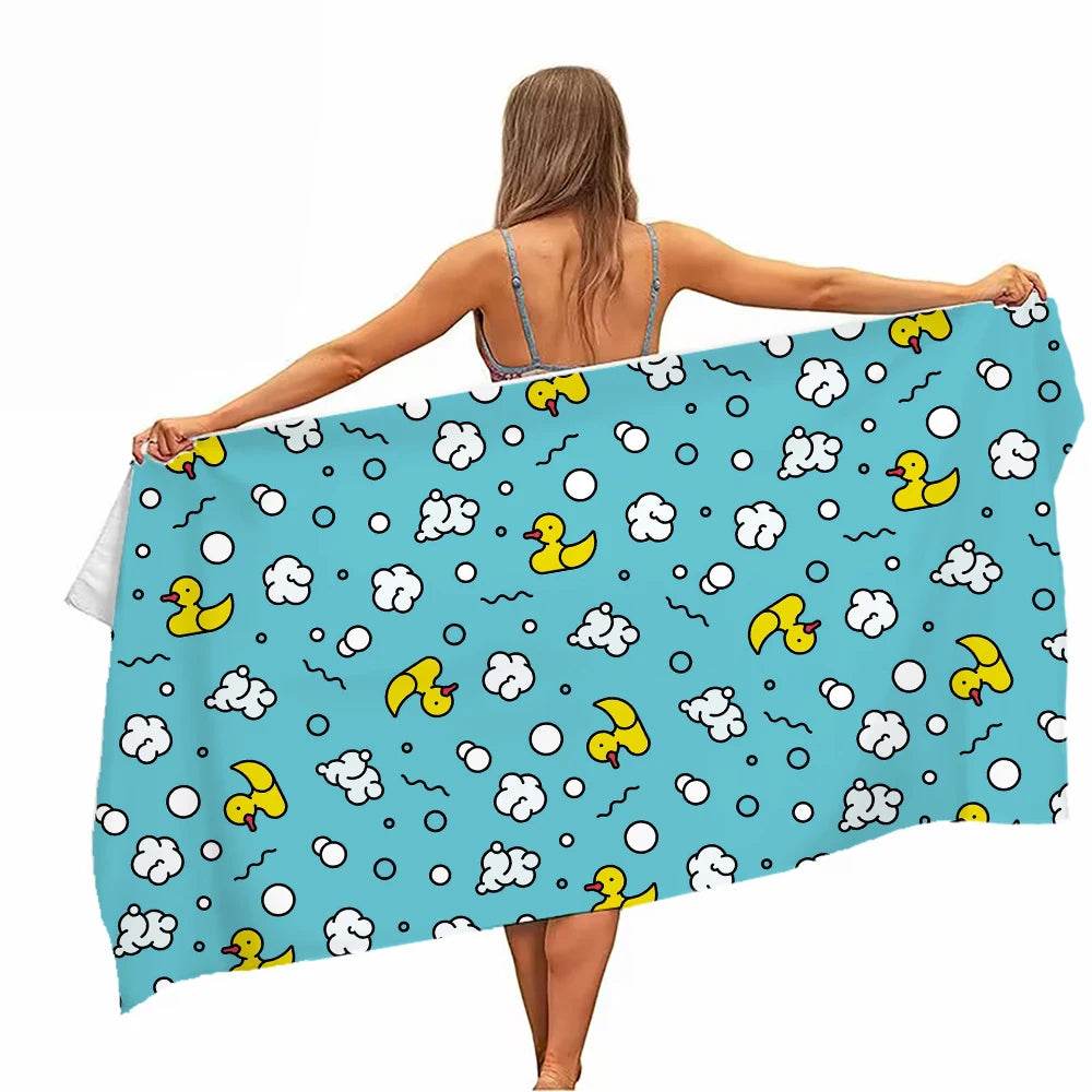 Extra Large Quick-drying Microfiber Beach Towel with Chic Duck Design - Super Absorbent, Lightweight and Stylish - P12 Hub Europe