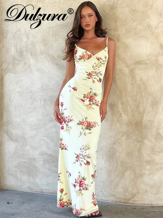 Dulzura Y2K Floral Backless Maxi Dress - P12 Hub Europe