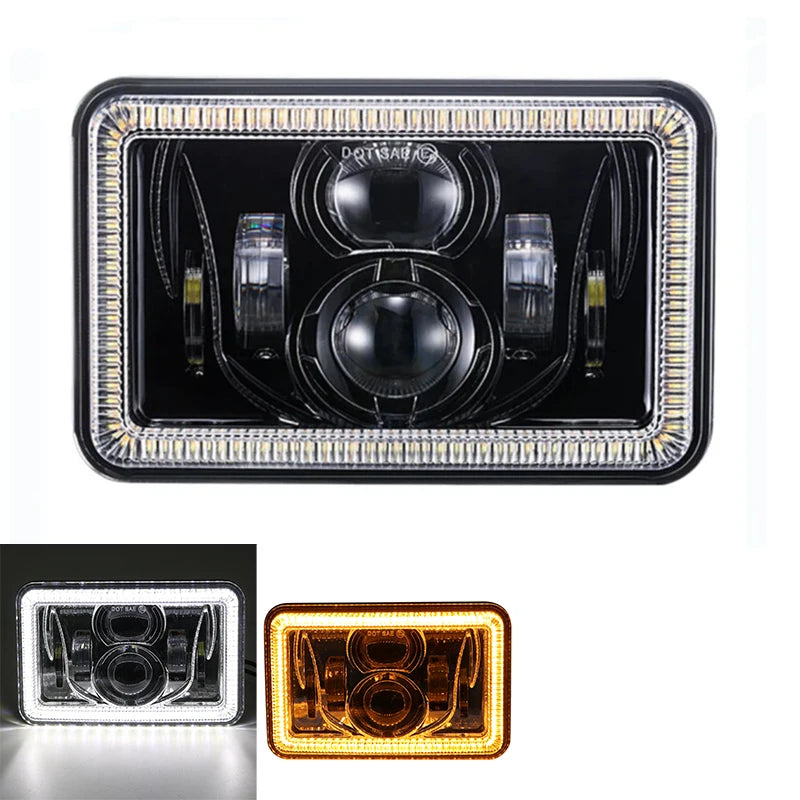 12V 24V 4x6 inch LED Headlights H4 Led Work Light Square Light Replacement for GMC Chevrolet Car Jeep Motorcycle Truck Headlamp