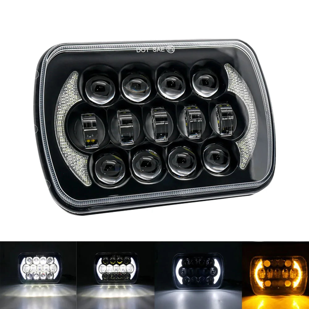 7x6'' 5X7 Inch Led Headlight Square Hi-Lo Beam Halo For Jeep Cherokee XJ Wrangler YJ Motorcycle Car Off-road Truck H6054 H5054