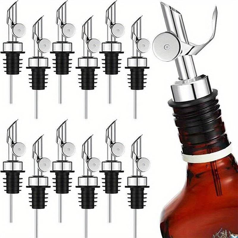 304 Stainless Steel Olive Oil Stopper Cap Dispenser Spout Sauce Vinegar Auto Open Pourer Nozzle Wine Liquor Bottle Plug - P12 Hub Europe