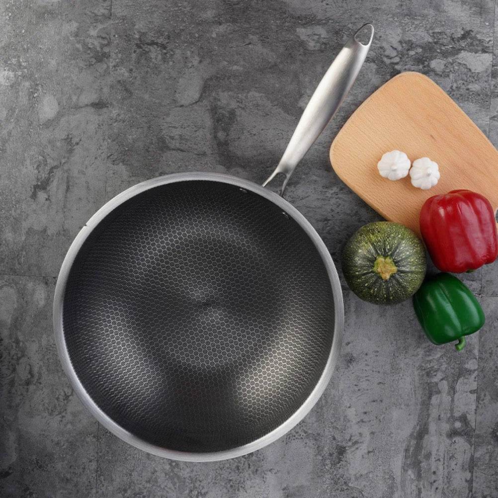 Stainless Steel Wok Griddle No-stick Pan for Stoves Frying Restaurant Cookware Accessories Kitchen - P12 Hub Europe