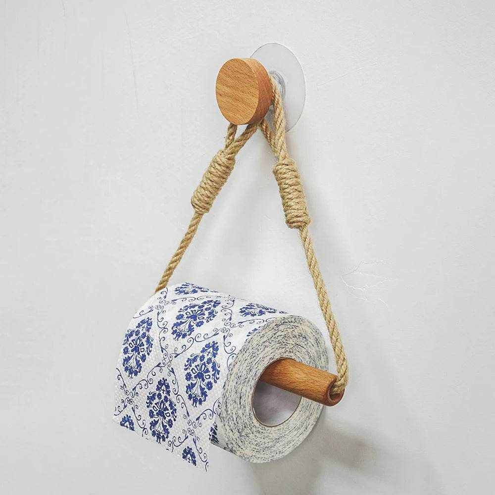 Toilet Paper Holder Wall Mounted WC Washroom Bathroom Accessories Wooden Rolling Paper Tissue Holder for Toilet Towel Rack - P12 Hub Europe
