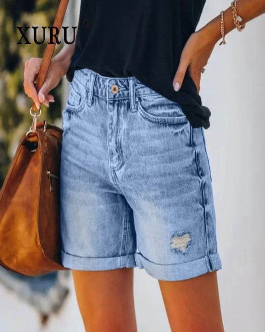 Women's Ripped Tassel Denim Shorts - P12 Hub Europe
