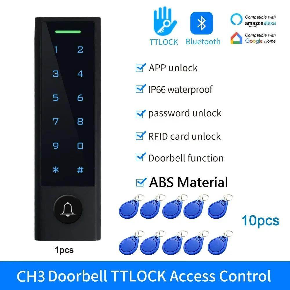 Lock App Access Control Keypad IP66, Fingerprint/Card/PIN, Bluetooth, Alexa/Google - P12 Hub Europe