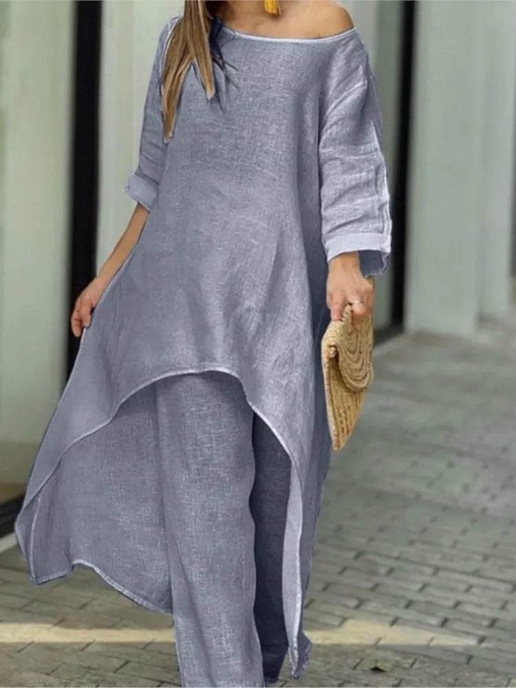 Cotton Linen Irregular Pants Set - P12 Hub Europe