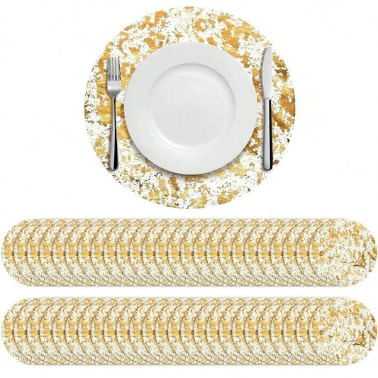 Leeseph Disposable Gold Placemats Set, 13 Inch Round Gold Foil Table Mats for Christmas Party Home Decoration Dining Table - P12 Hub Europe