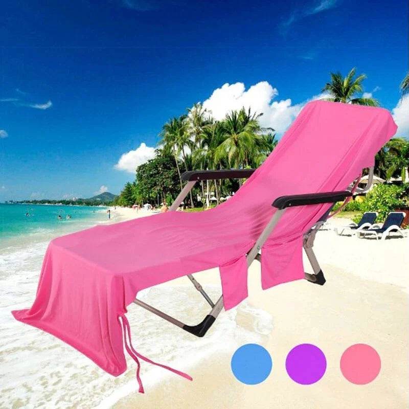 Beach Chair Cover Soft Microfiber Absorbent Quick Drying Holiday Sunbed Lounge Towel Cover Storage Pockets - P12 Hub Europe