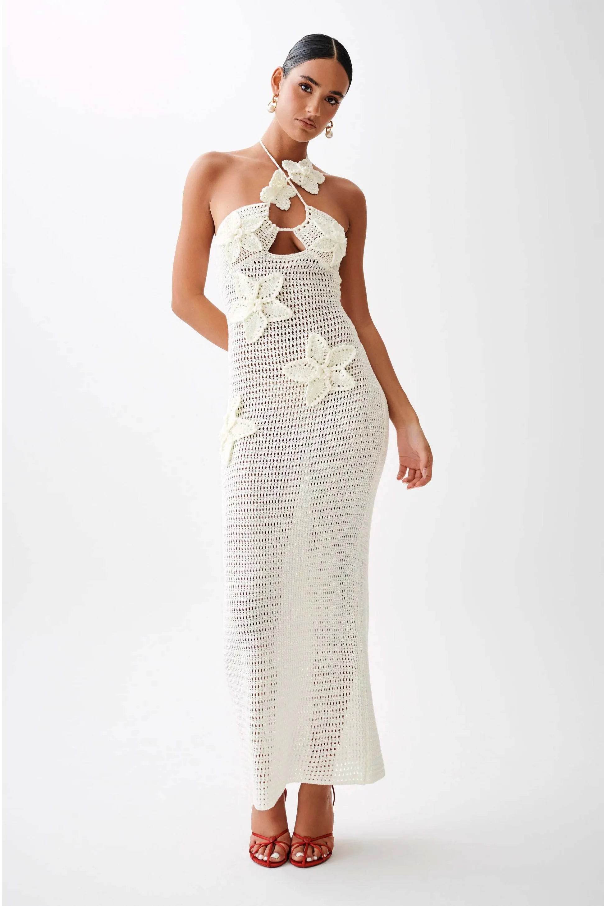 Women’s Beach Dresses Sexy Backless Knitted Long Dress Star Crochet Maxi Dresses 2024 Summer Women Beach Wear - P12 Hub Europe
