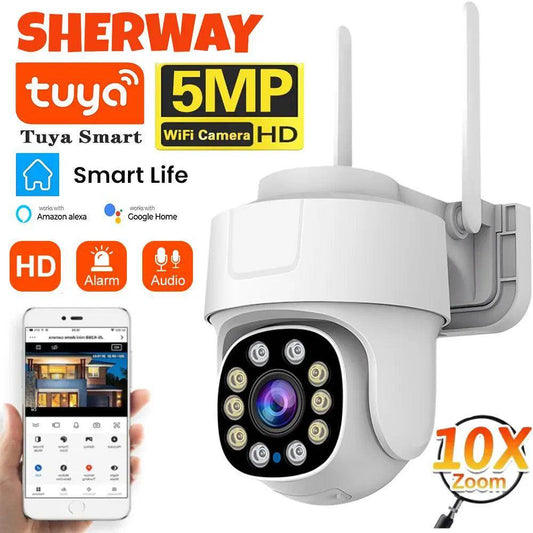 Camera Tuya PTZ WiFi 5MP, 10x Zoom, Color Night, Audio - P12 Hub Europe