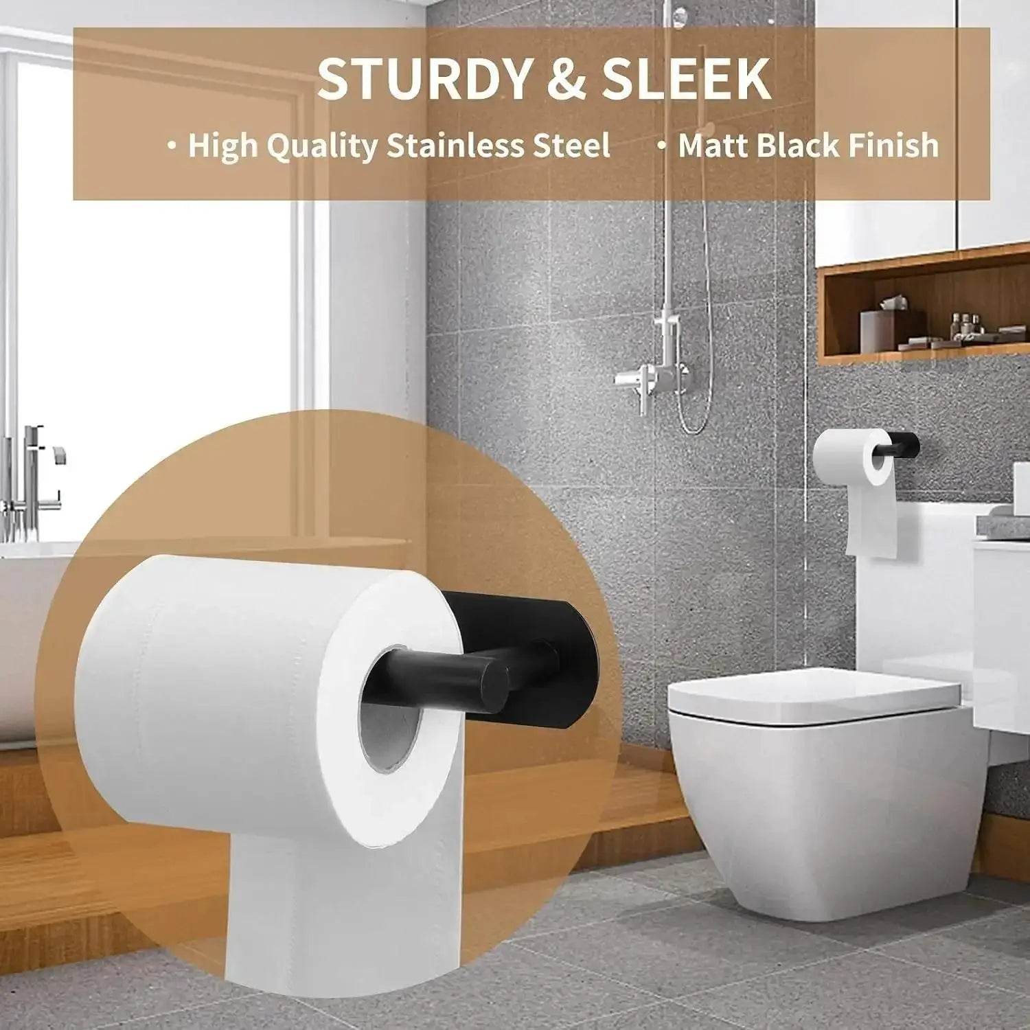 304 Stainless Steel Toilet Paper Holder, Self-adhesive, Non-perforated, Paper Towel Holder for Bathroom/RV/toilet Tissue Holder - P12 Hub Europe