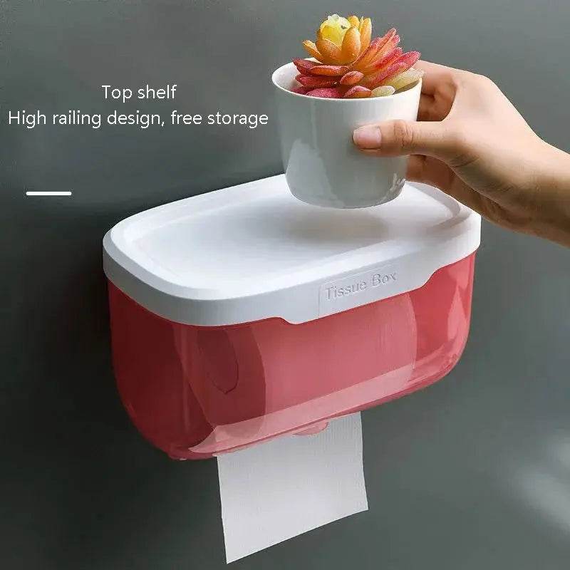 Punch-free Toilet Paper Holder Box Waterproof Storage Toilet Paper Storage Rack Paper Towel Kitchen Bathroom Storage Box - P12 Hub Europe