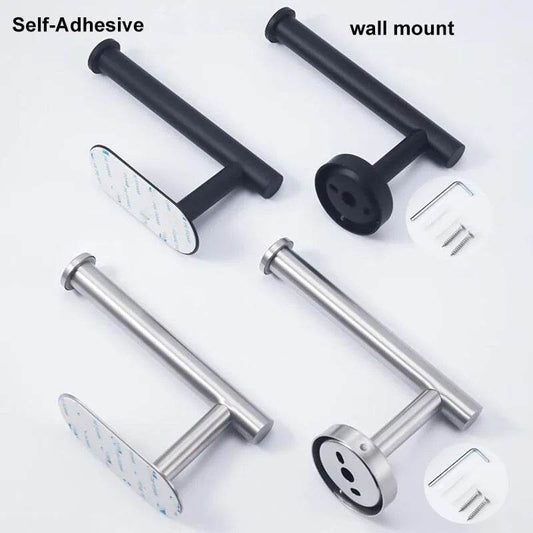 black Toilet Roll Paper Towel Toilet wall Holder Stainless Steel Organizers holder bathroom Self Adhesive Punch-Free Rack Tissue - P12 Hub Europe
