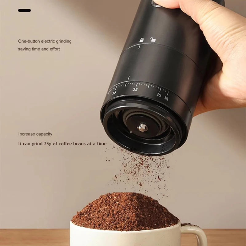 2025 Electric Coffee Bean Grinder Rechargeable Automatic Grinder Portable Coffee Grinder with steel core