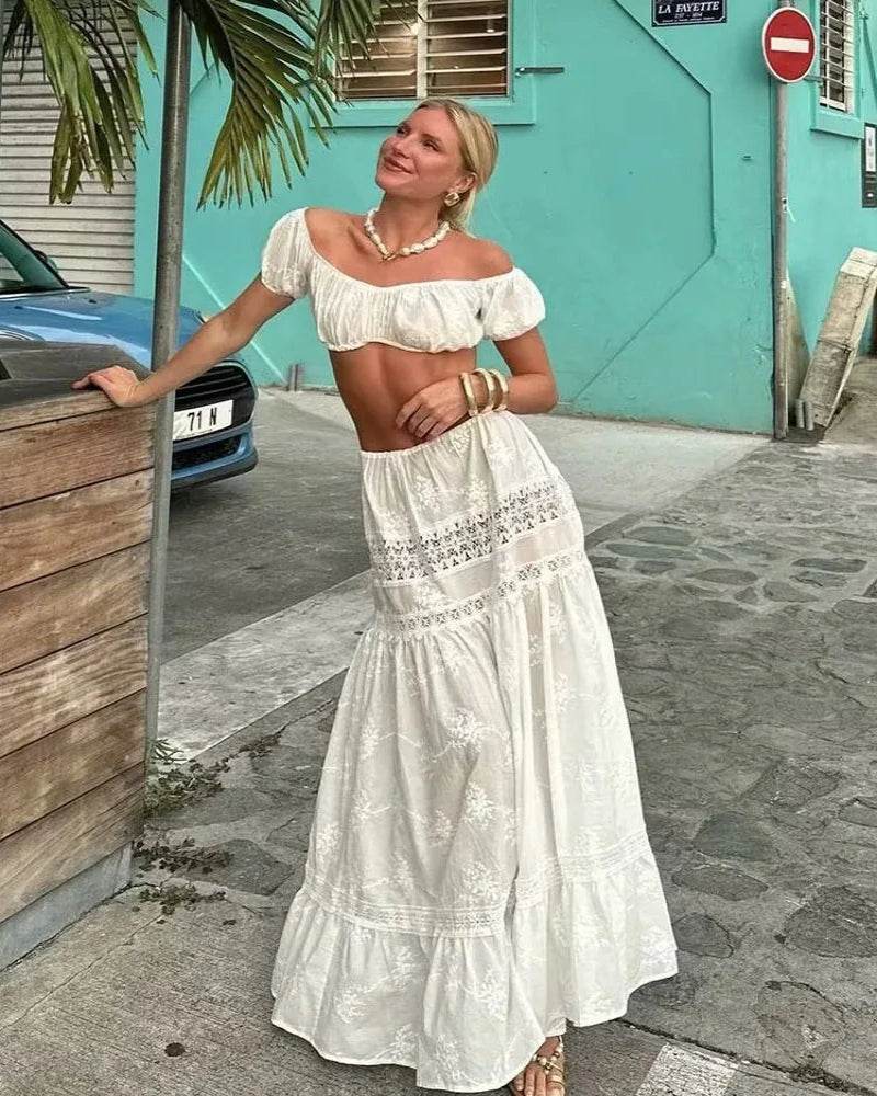 White Lace Beach Skirt Set - P12 Hub Europe