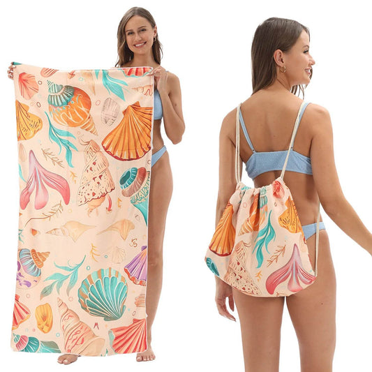 2-in-1 Foldable Beach Towel Sports Cooling Travel Towel Quick Drying Large Absorbent Bath Beach Jewelry for Picnic Sunbath Surf - P12 Hub Europe