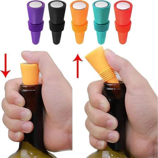 Silicone Wine and Beverage Bottle Cap Set Leak Proof Champagne Bottles Sealer Stoppers Wine Cork Saver Stopper Reusable - P12 Hub Europe