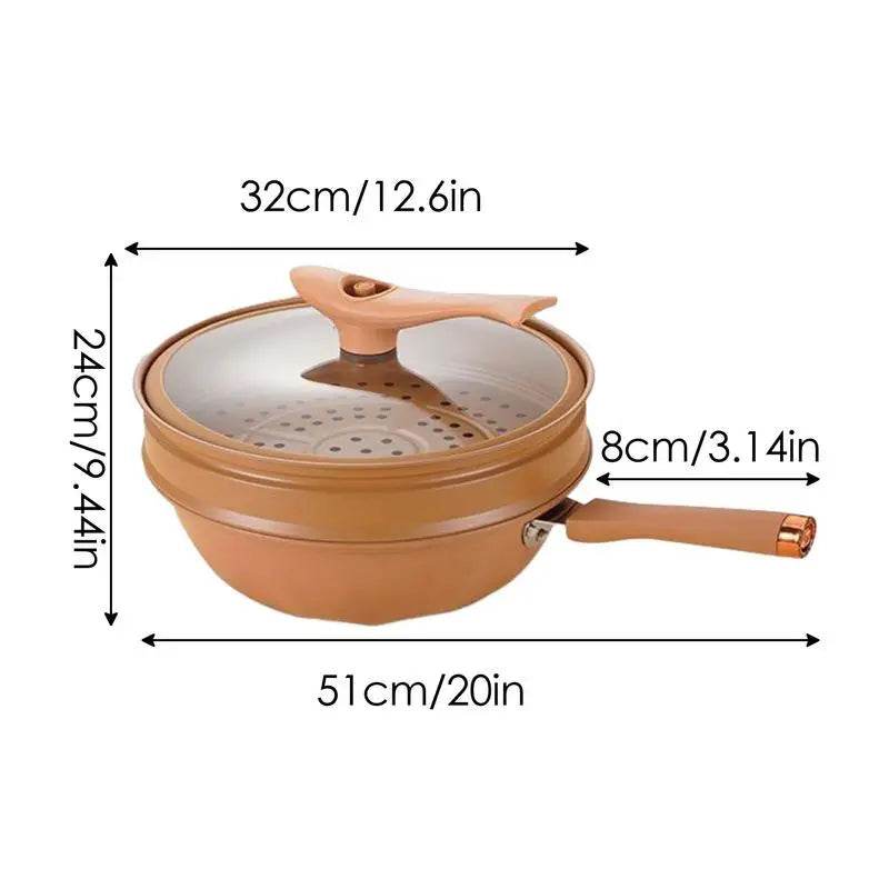 Non-stick Frying Pan With Lid Ceramic Wok With Steamer Chinese Style Clay Health Pot For Cooking Steaming Kitchen Accessories - P12 Hub Europe