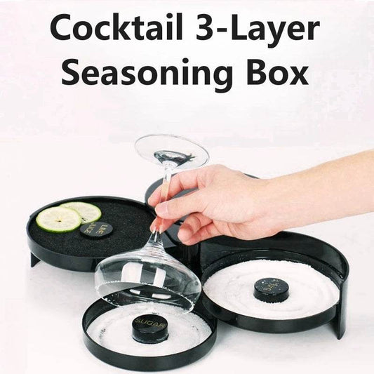 3 Tier Rotating Salt Rimmer Box Mixing Salt Sugar Rim Box Juice Wine Cocktail Seasoning Rimmers Bartender Bar Tools Barware - P12 Hub Europe