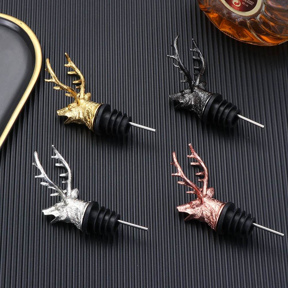 Deer Head Wine Pourer Bottle Stoppers Zinc Alloy Bar Tools Wedding Party Drinks Wine Aerators Kitchen Tool Accessories - P12 Hub Europe