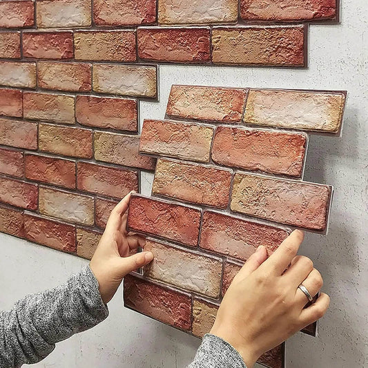 10Pcs Self Adhesive Waterproof 3D Wall Panels Peel and Stick Subway Tile Brick Wallpaper Retro Sticker for Bathroom Fireplace - P12 Hub Europe