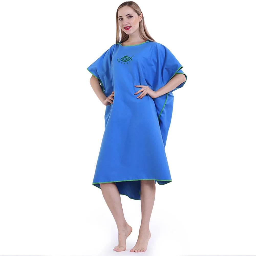 Changing Robe with Hood Microfiber Towel Poncho with Zipper Short Sleeve Surf Poncho Quick Dry Oversized Changing Towel Robe New - P12 Hub Europe
