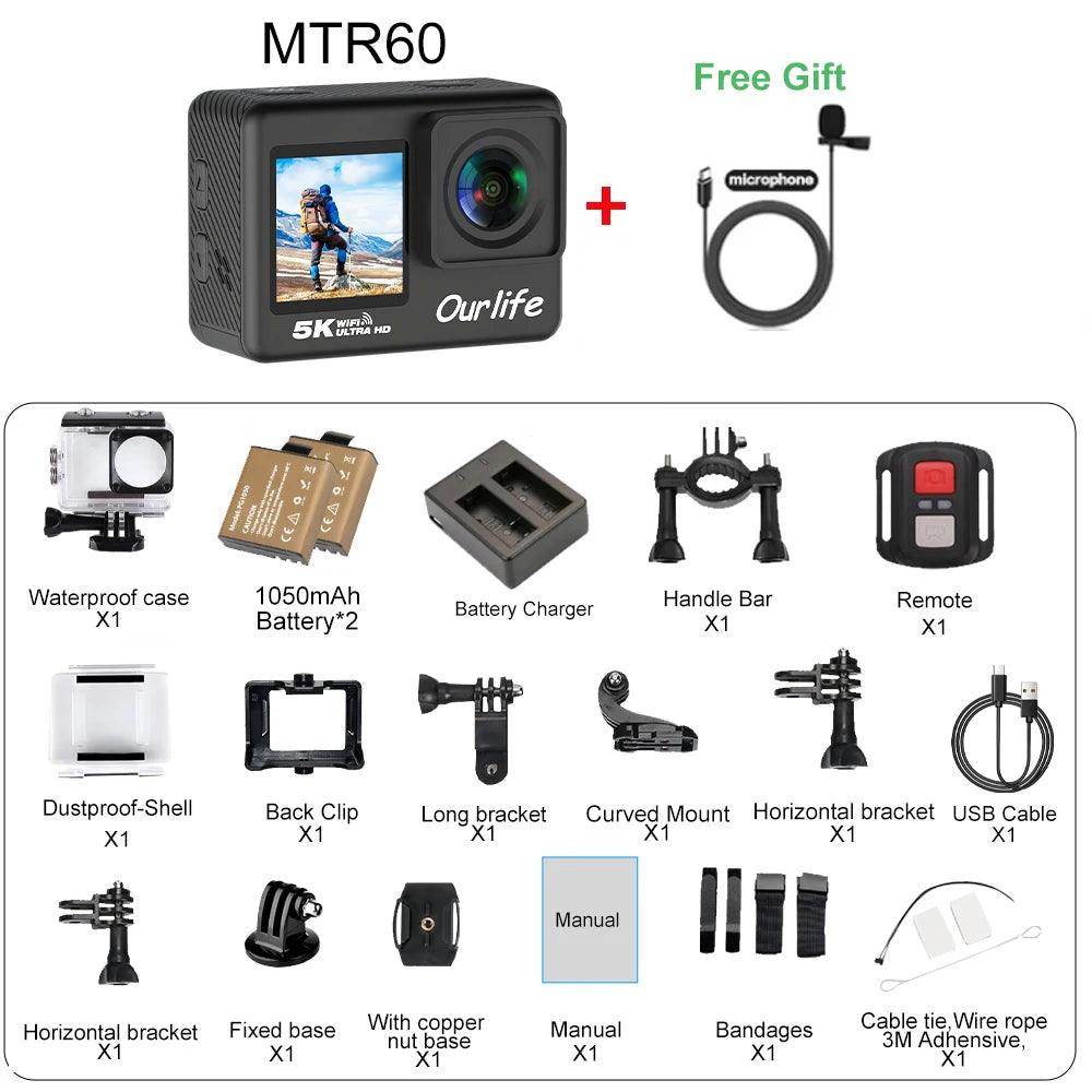 5K Action Camera Ourlife MTR60 ProTouchscreen, EIS, Waterproof - P12 Hub Europe