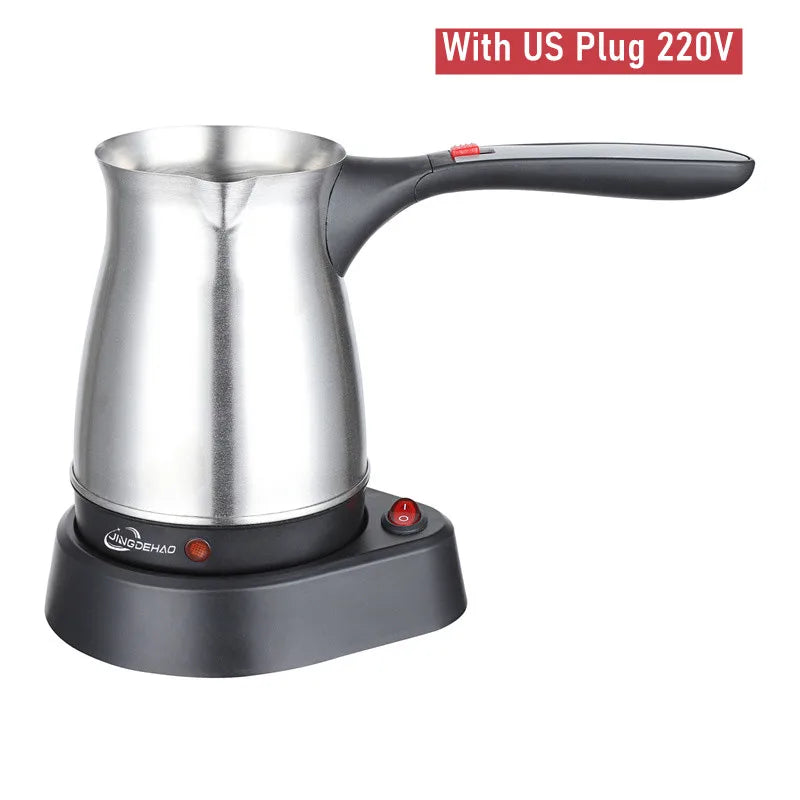 Mini Türkiye Coffee Pot Electric Coffee Kettle Turkish Pot 600W 0.5L 220V Stainless Steel Tea Kettle Hot Milk Italian Mocha Pots