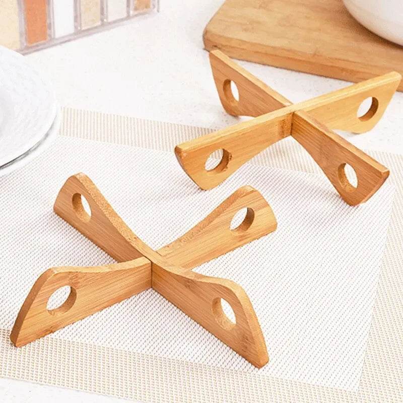 Cross Tray Holder Wooden Removable Table Mat Anti-Heat Steam Table Mat Household Kitchen Anti-Slip Wooden Mat Gadget - P12 Hub Europe