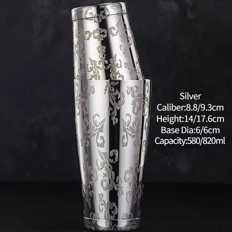 Bar Cocktail Shaker Boston Shaker Stainless Steel Engraving Shaker Bar Accessory Bartender Tools For Home And Bar - P12 Hub Europe