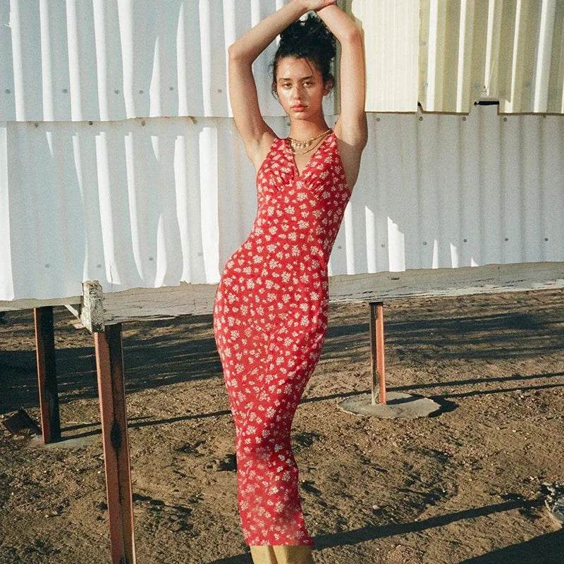2025 French Retro Floral Summer Dress - Beach Skirt - P12 Hub Europe