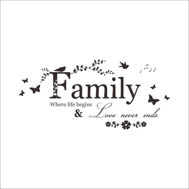 Family Love Never Ends Quote Vinyl Wall Decal Wall Lettering Art Words Wall Sticker Home Decor Wedding Decoration Living Room - P12 Hub Europe