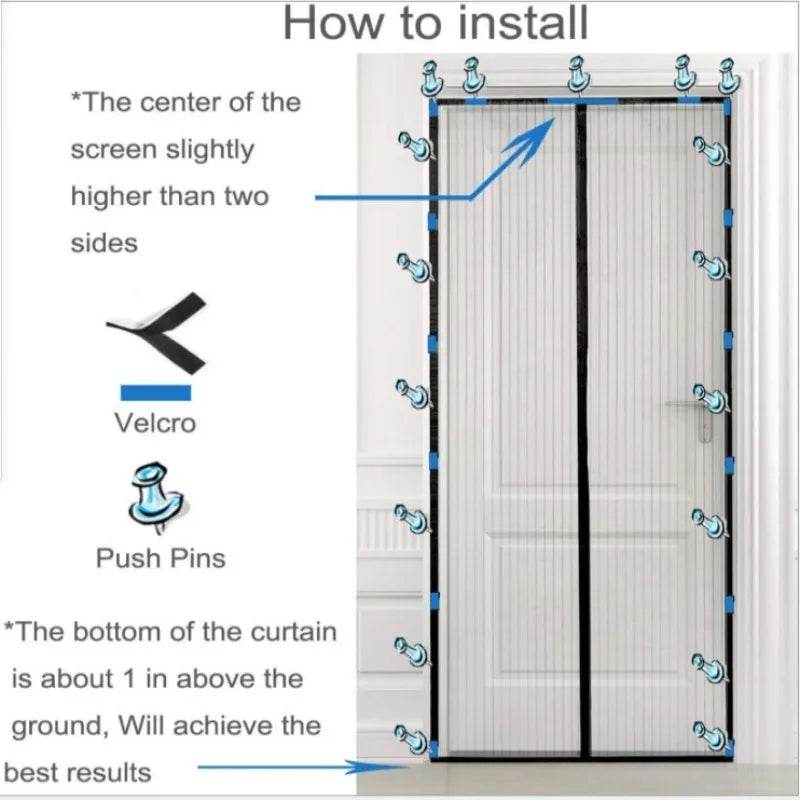 Magnetic screen door curtain summer anti mosquito net fly Screen Home Garden Anti Bug Protection Easy Installation Custom Size - P12 Hub Europe