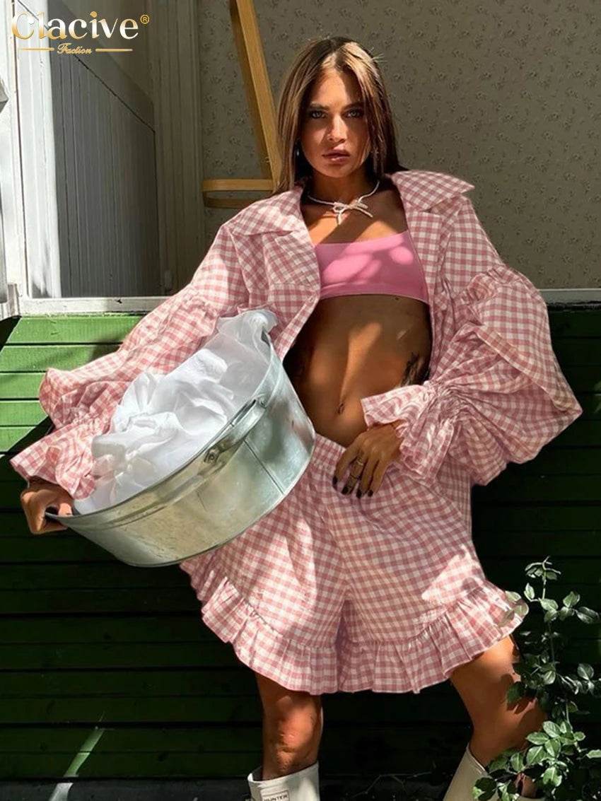 Clacive Stripe Ruffle Shorts Set - P12 Hub Europe