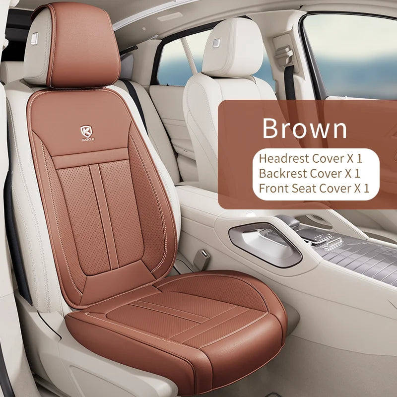 Karcle Leather Car Seat Cover Front and Rear Seat Covers Full Set with Surround Bottom Waterproof Seat Cushion Car Accessories