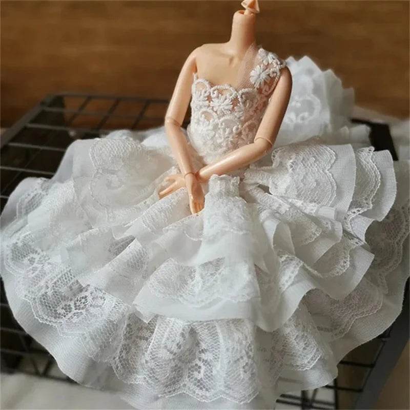 11CM Wide Luxury White Black Three Layers Lace Fabric Ribbon Cotton Embroidered Flowers Ruffle Trim For Dress DIY Clothes Sewing - P12 Hub Europe