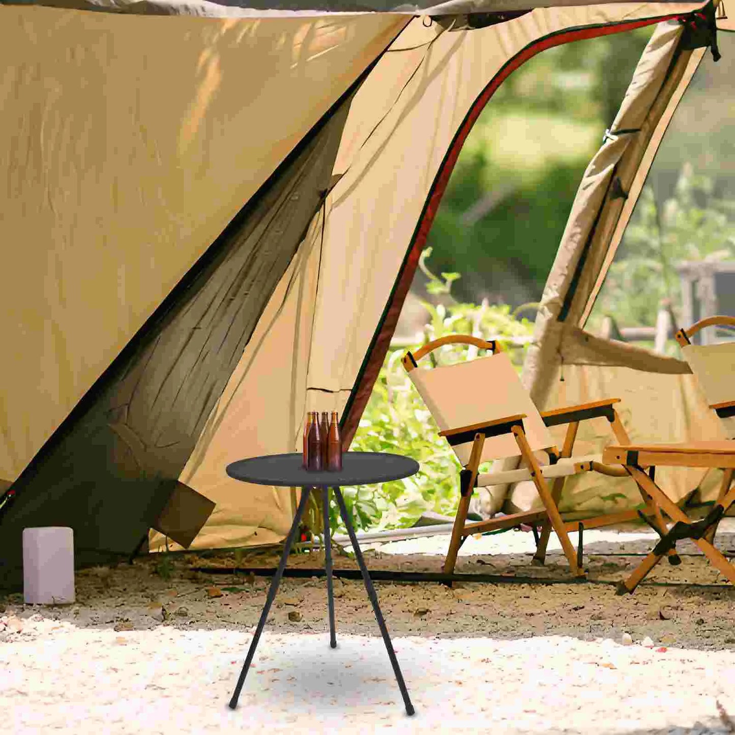 1Pc Portable Foldable Small Round Table Outdoor Camping Furniture Adjustable Height Compact Stable Reinforced Ultralight