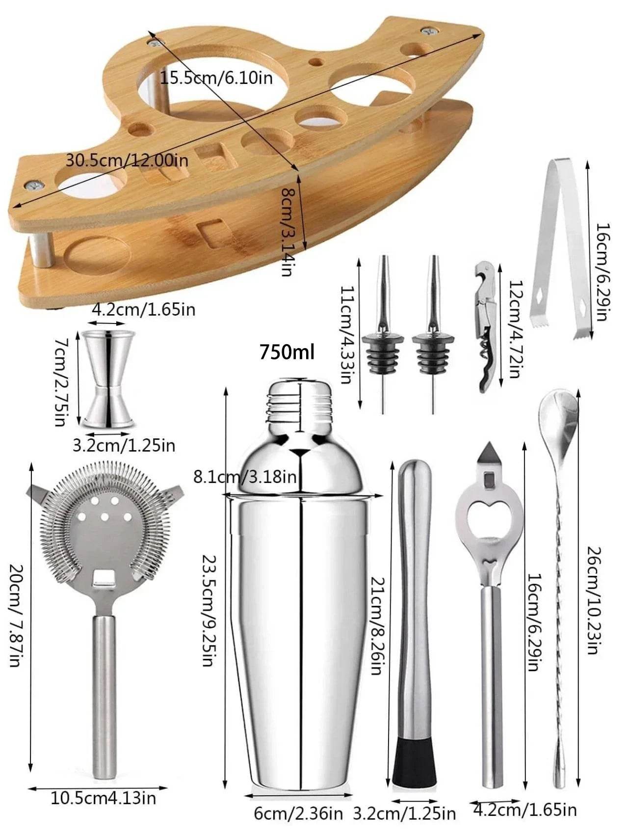 UPORS Stainless Steel Cocktail Shaker Mixer Wine Martini Boston Shaker For Bartender Drink Party Bar Tools 550ML/750ML - P12 Hub Europe