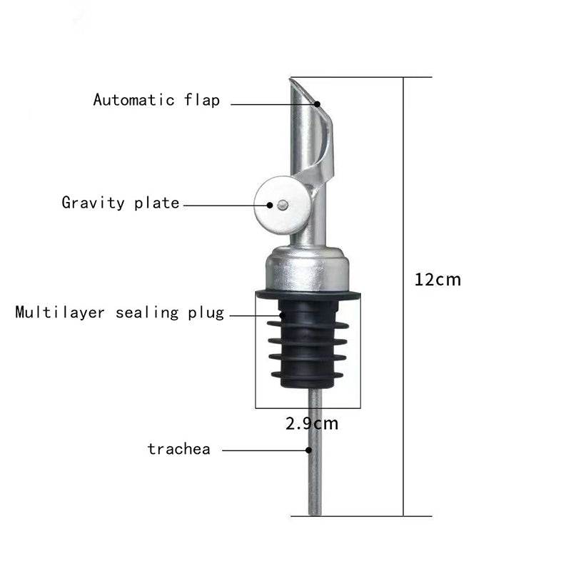 304 Stainless Steel Olive Oil Stopper Cap Dispenser Spout Sauce Vinegar Auto Open Pourer Nozzle Wine Liquor Bottle Plug - P12 Hub Europe