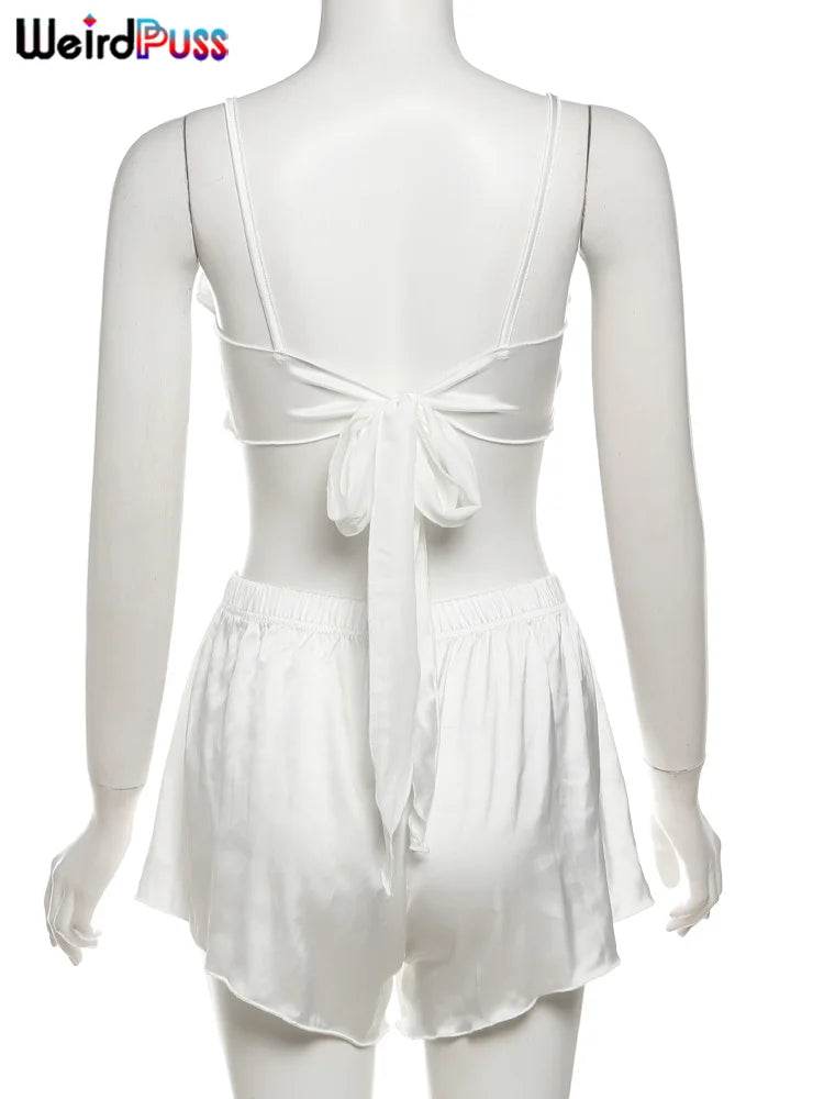 Silky Elegant Ruffle Shorts Set - P12 Hub Europe