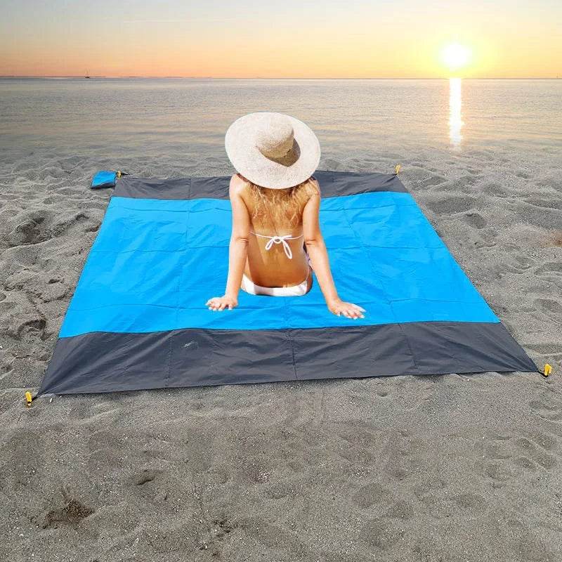 2x2.1m Waterproof Pocket Beach Mat Blanket Folding Camping Mattress Portable Lightweight Mat Outdoor Picnic Mat Sand Beach Towel - P12 Hub Europe