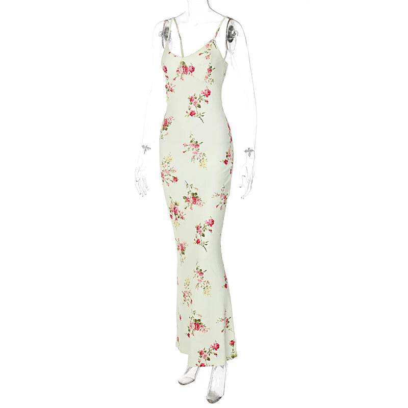Dulzura Y2K Floral Backless Maxi Dress - P12 Hub Europe