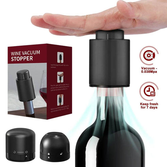 1/2pc Vacuum Wine Bottle Cap Stopper Sealed Storage Vacuum Memory Wine Stopper Push Style Barware Wine Cork Black Bar Tools - P12 Hub Europe