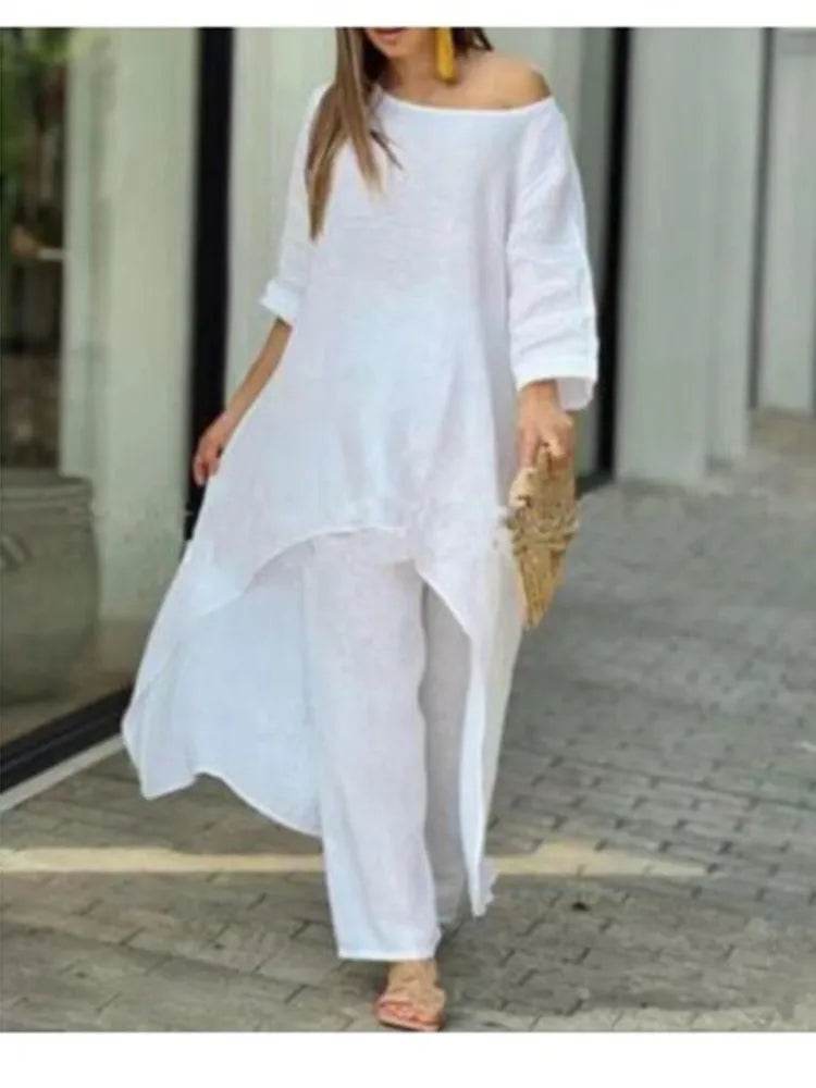 Cotton Linen Irregular Pants Set - P12 Hub Europe