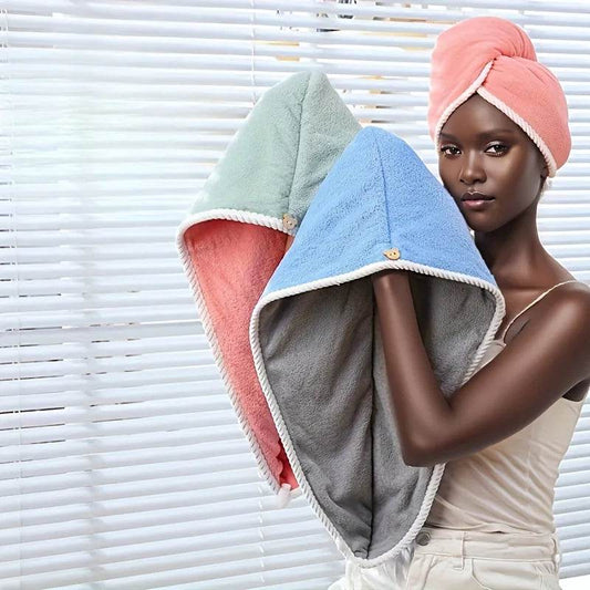 New Thickened Double Layer Hair Drying Cap, Velvet Wrap Towel, Wipe Hair, Absorbent Water, Quick Drying Towel, Shower Cap - P12 Hub Europe